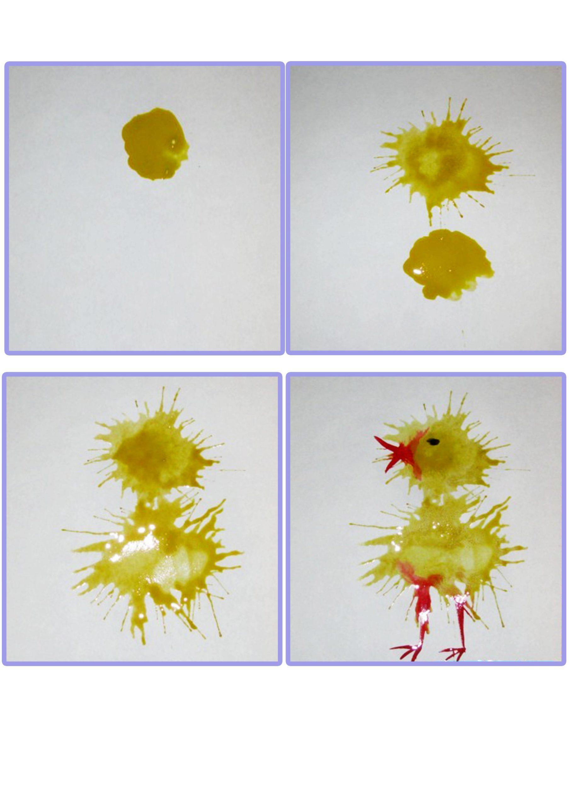Нарисовать цыпленка из кляксы